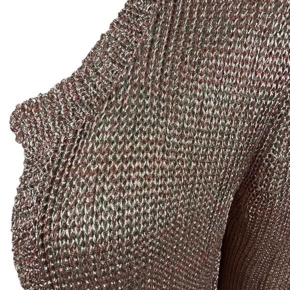 Zadig & Voltaire Miliz Deluxe Metallic Knit Open Cardigan Coral Pink Size M - Picture 3 of 13